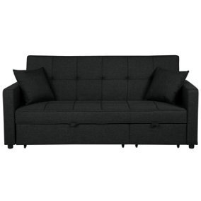 Modern Fabric Sofa Bed Black GLOMMA