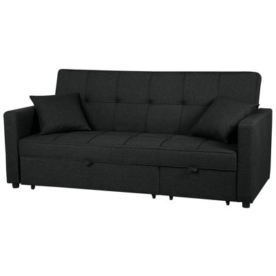 Modern Fabric Sofa Bed Black GLOMMA