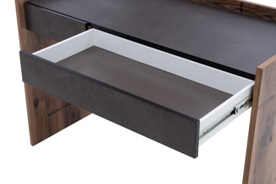 Modern Fargo Computer Desk with Drawers in Raw Steel & Canyon Alpine Spruce W1200mm x H800mm x D550mm - Ideal for Study and Work