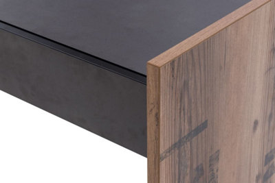 Modern Fargo Computer Desk with Drawers in Raw Steel & Canyon Alpine Spruce W1200mm x H800mm x D550mm - Ideal for Study and Work