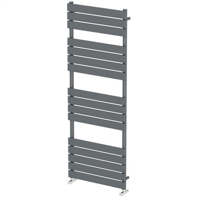 Modern Flat Panel Heated Towel Rail Radiator Anthracite 1600x600 Straight Valves