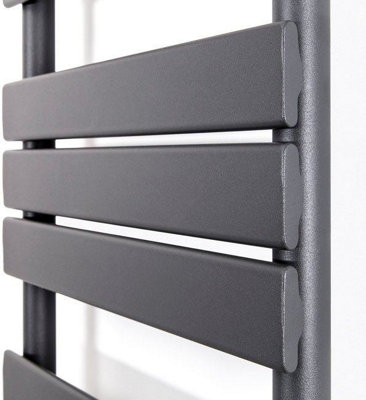 Modern Flat Panel Heated Towel Rail Radiator Anthracite 1600x600 Straight Valves