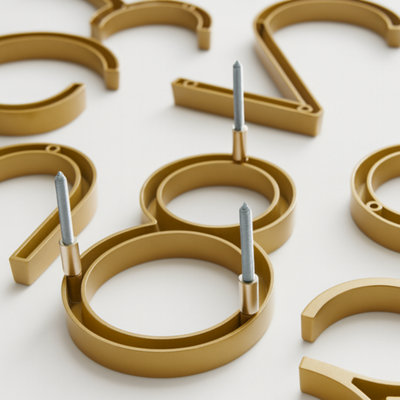 Modern Floating 3D Gold Metal House Numbers 5 Inch with Waterproof Zinc ...