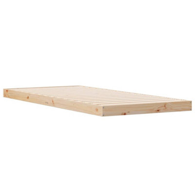 Modern Floor Bed Frame 100x210 cm Solid Wood Pine