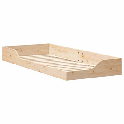 Modern Floor Bed Frame Brown 80 x 220 cm Solid pine wood