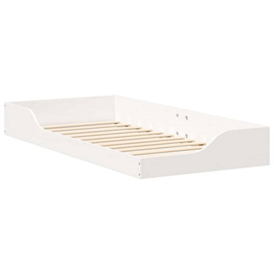 Modern Floor Bed Frame White 100 x 200 cm Solid pine wood
