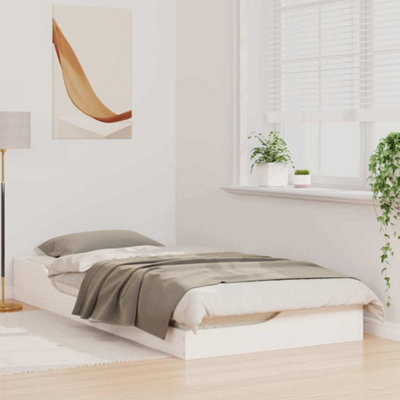 Modern Floor Bed Frame White 100 x 200 cm Solid pine wood
