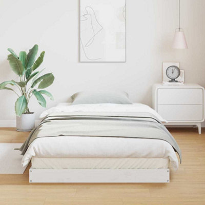 Modern Floor Bed Frame White 100x210 cm Solid Wood Pine