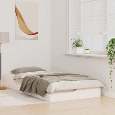 Modern Floor Bed Frame White 90 x 190 cm Solid pine wood