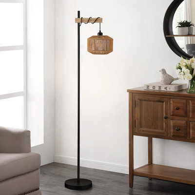 Modern Floor Lamp Standing Light with String-Wrapped Lampshade and Foot ...