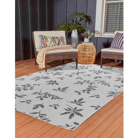 Modern Floral Design Outdoor-Indoor Rugs Dark Grey 120x170 cm