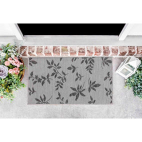 Modern Floral Design Outdoor-Indoor Rugs Dark Grey 50x80 cm