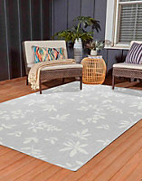 Modern Floral Design Outdoor-Indoor Rugs Silver 160x230 cm