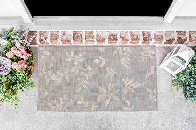 Modern Floral Design Outdoor-Indoor Rugs Silver 50x80 cm