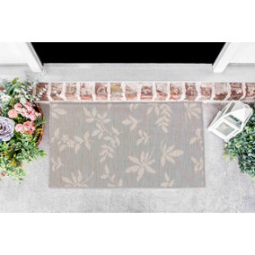 Modern Floral Design Outdoor-Indoor Rugs Silver 50x80 cm