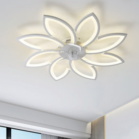Modern Flower Shape Ceiling Fan with LED Light, 6 Speed, 87cm Dia