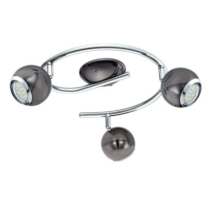 Modern Flush Ceiling Light in Nickel Chrome with 3 GU10 Bulbs