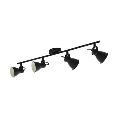 Modern Flush Ceiling Light with 4 Adjustable GU10 Spots in Black Finish