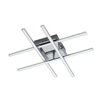 Modern Flush Ceiling Light with Chrome Finish and White Shade - 24W LED Bulb Included