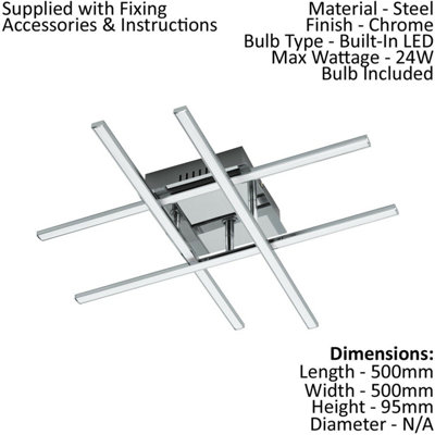 Modern Flush Ceiling Light with Chrome Finish and White Shade - 24W LED Bulb Included