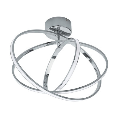 Modern Flush Ceiling Light with Chrome Finish and White Shade for LED Bulbs