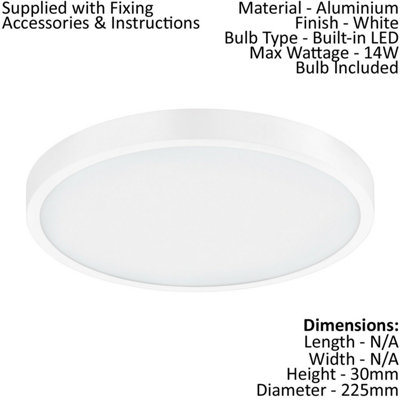 Modern Flush Ceiling Light with Remote Control - 14W LED White Shade