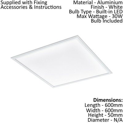 Modern Flush Ceiling Light with White Shade and LED Bulb - 30W Included