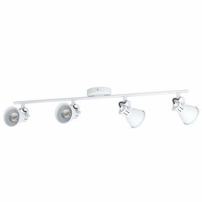 Modern Flush Mount 4-Spot Ceiling Light with GU10 Bulbs - White Steel