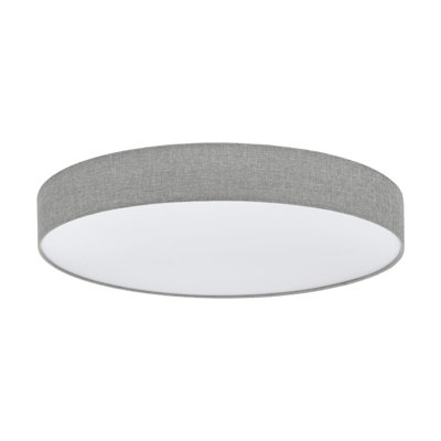 Modern Flush Mount Ceiling Light with Grey Linen Shade