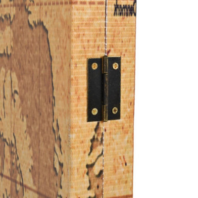 Modern Folding Room Divider 160x170 cm World Map Yellow