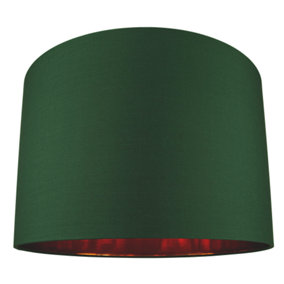 Modern Forest Green Cotton 16" Floor/Pendant Lamp Shade with Shiny Copper Inner