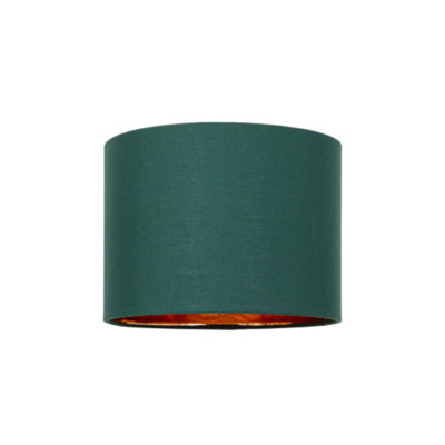 Modern Forest Green Cotton Fabric Small 8 Lamp Shade with Shiny Copper Inner