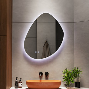 Modern Frameless Irregular Dimmable LED Wall Bathroom Mirror 53x72cm