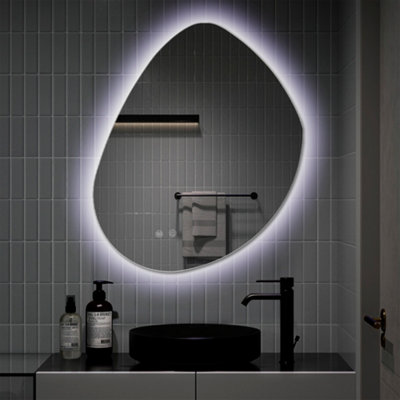 Modern Frameless Irregular Dimmable LED Wall Bathroom Mirror 53x72cm