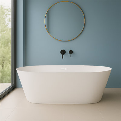 Modern Freestanding Double Ended Bath White Gloss + Waste Included 1650 x 700 x 570