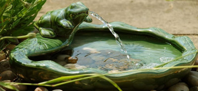 Modern Frog Water Fountain - Solar Powered Resin Recycling Water Feature