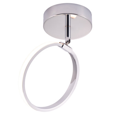 Modern Fully Adjustable Chrome Halo Style Ring LED Ceiling or Wall Light Fitting