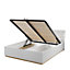 Modern Futura Ottoman Bed in White Gloss & Oak Riviera (W1670mm x H890mm x D2190mm) - EU King Size with Under-Bed Storage