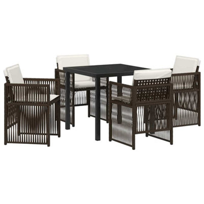 Modern Garden Dining Set 5 pcs Brown Poly rattan
