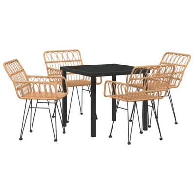 Modern Garden Dining Set 5 pcs Brown Poly rattan