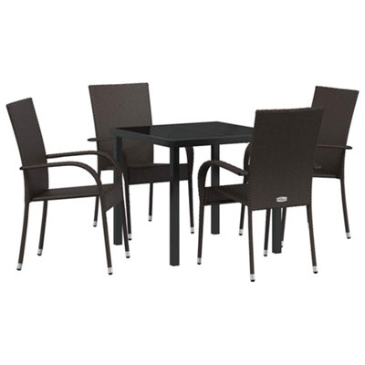 Modern Garden Dining Set 5 pcs Brown Poly rattan