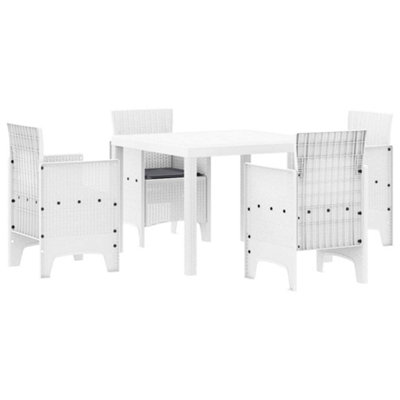 Modern Garden Dining Set 5 pcs White Polt rattan