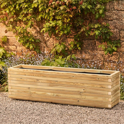 Modern Garden Planter Fully Assembled & Lined L150 x W40 x H48cm 175L Capacity