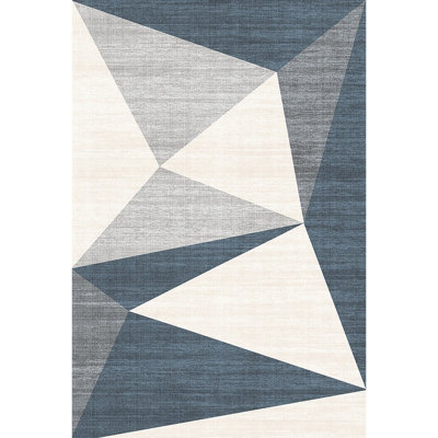 Modern Geo Blue Rug - Tokyo Collection 160cm x 120cm