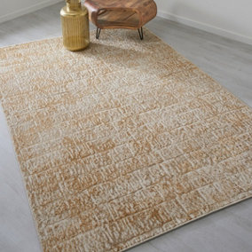 Modern Geometric Easy to Clean Beige Rug for Dining Room & Living Room-120cm X 170cm
