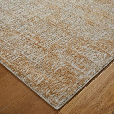 Modern Geometric Easy to Clean Beige Rug for Dining Room & Living Room-120cm X 170cm
