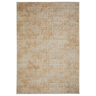 Modern Geometric Easy to Clean Beige Rug for Dining Room & Living Room-120cm X 170cm