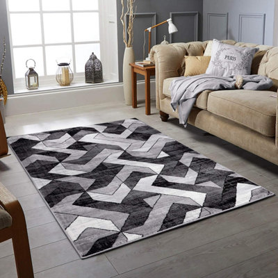 Modern Geometric Pattern Living Room Area Rug Rectangular Soft Short ...