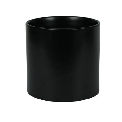 Modern Glossy Black Ceramic Indoor Planter, Cachepot (H13 x W13.5cm)