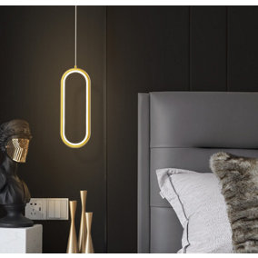 Modern Gold LED Pendant Light Oval Gold Simple Pendant Lighting for Bedroom Living Room